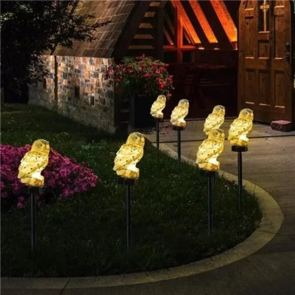 Garden Solar Light Outdoor Decor, Resin Owl Solar LED Light with Stake